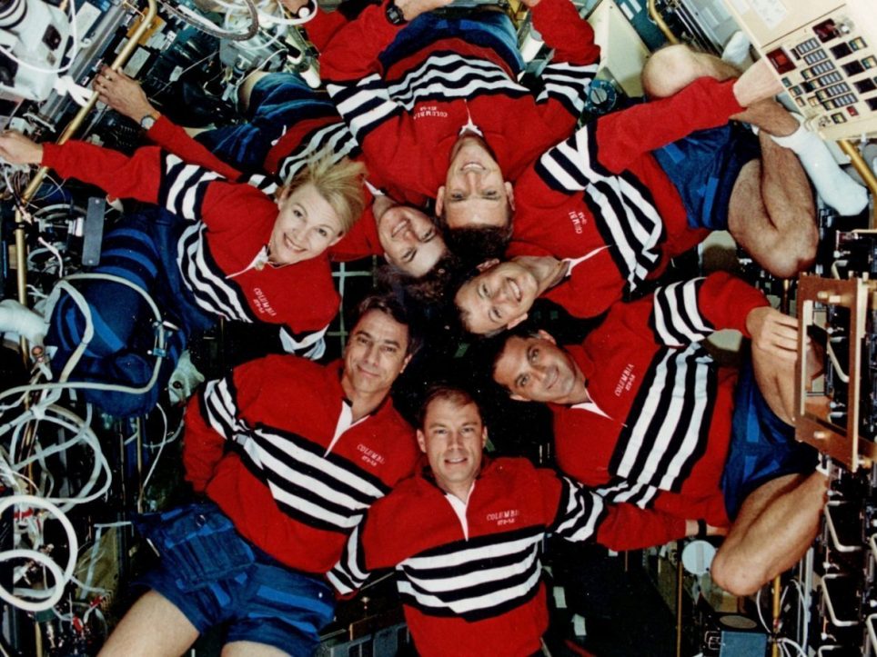 Seven crew members on the Shuttle